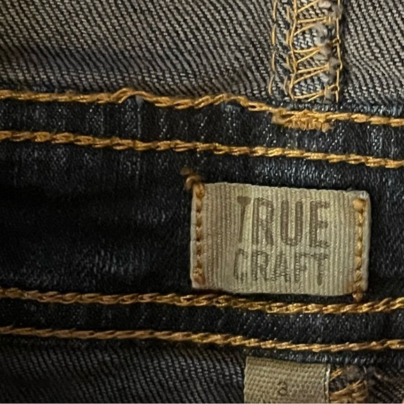 TRUE CRAFT Bib Overalls Womens Size 3 Blue Denim Gradient Wash Distressed Skinny - Picture 6 of 16